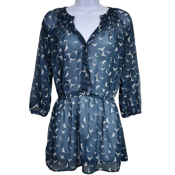 Mossimo Supply Co. Tops - Sheer bird-patterned blouse with button closures by Mossimo / Women's M